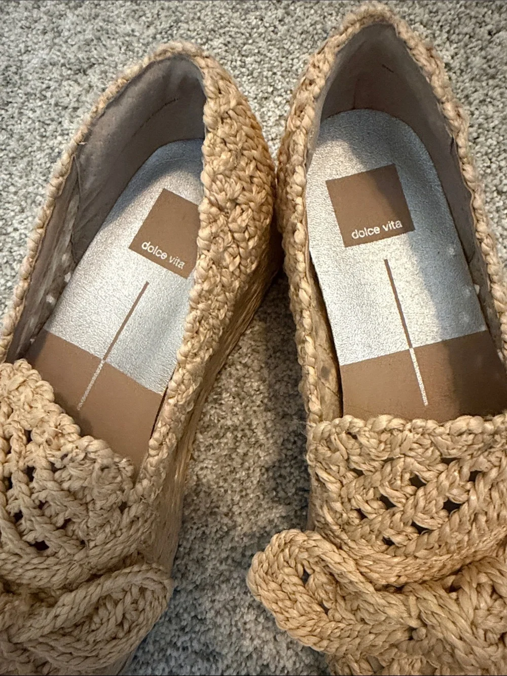 Dolce Vita Natural Raffia Woven Platform Loafers